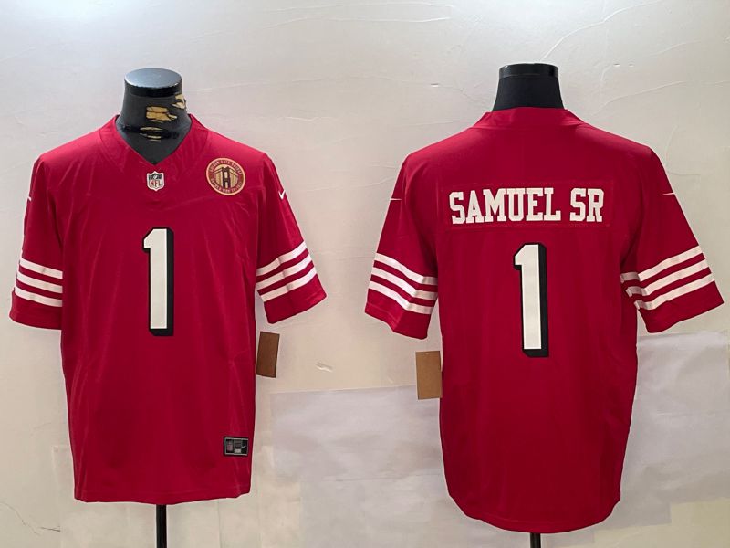Men San Francisco 49ers #1 Samuel sr Red Three generations 2024 Nike Vapor Limited NFL Jersey style 7->san francisco 49ers->NFL Jersey
